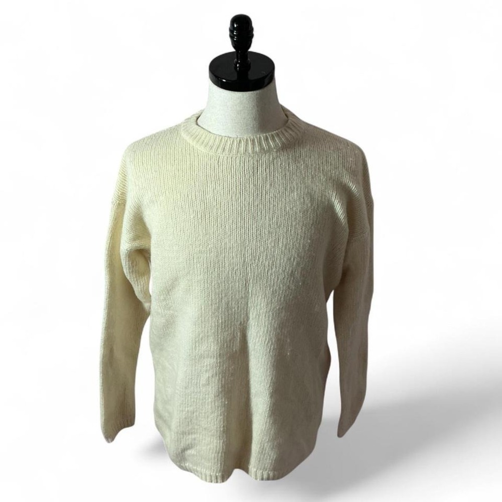 Marsh Landing Knit Sweater Crewneck Long Sleeve Ivory Casual‎ Lambswool